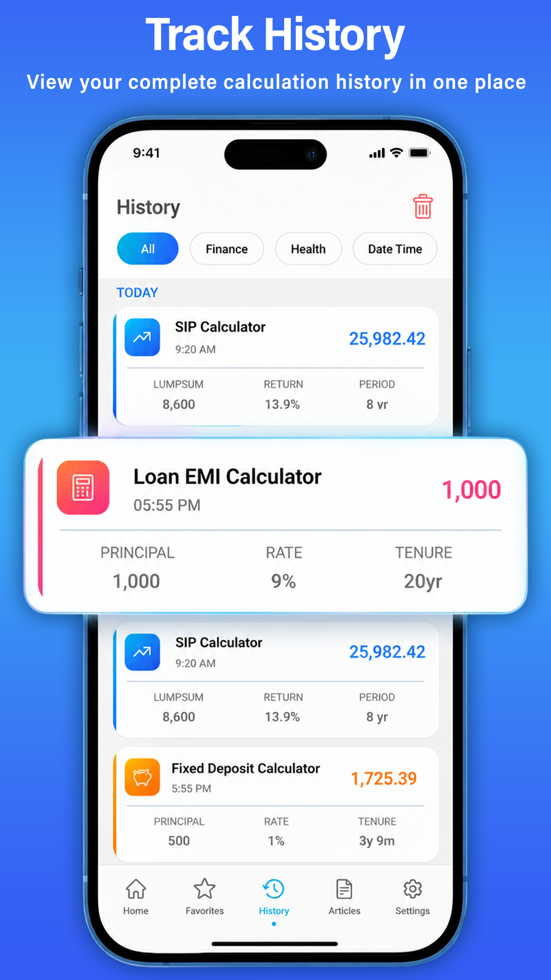 Loan Wizard — Track History